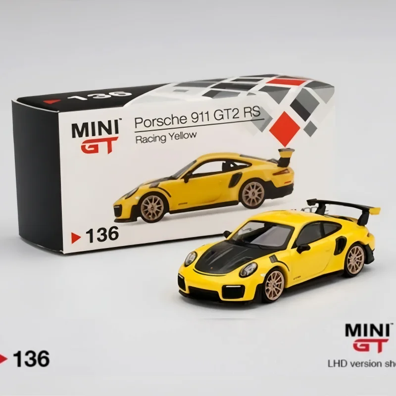 В наличии: 1:64 911 GT2 RS Yellow 136, литая под давлением миниатюрная модель модели автомобиля из сплава, украшения для взрослых, игрушки для мальчиков, подарки для детей