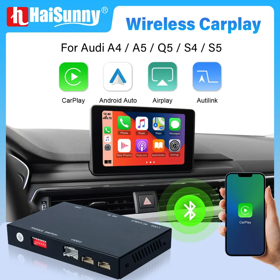 Wireless Carplay Adapter For Audi Q5 A4 A5 S4 S5 RS Q5 NO MMI 3G Basic MIB 2010 - 2012 2013 2014 2015 2016+ Module Android Auto