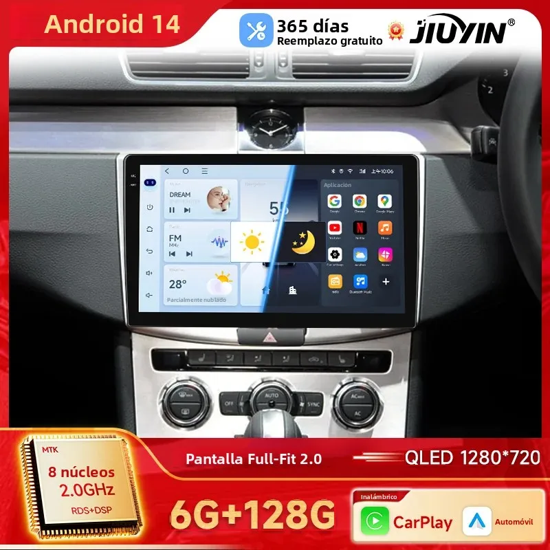 Radio para Auto de 10 Pulgadas para Volkswagen Magotan/CC 2010-2014 PASSAT B7/B6 2010-2015 Android 14 Carplay Reproductor Android Auto GPS Navegación