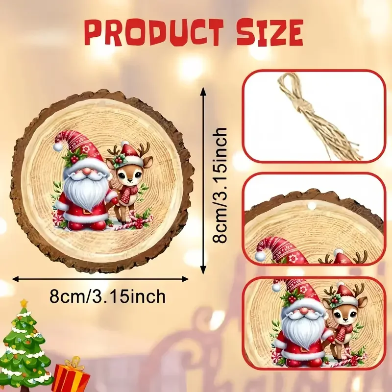 مجموعة تزيين العطلات الخشبية المصنوعة يدويًا من سلسلة سانتا كلوز 12/24 - الهدية المثالية لتزيين المنزل والحديقة