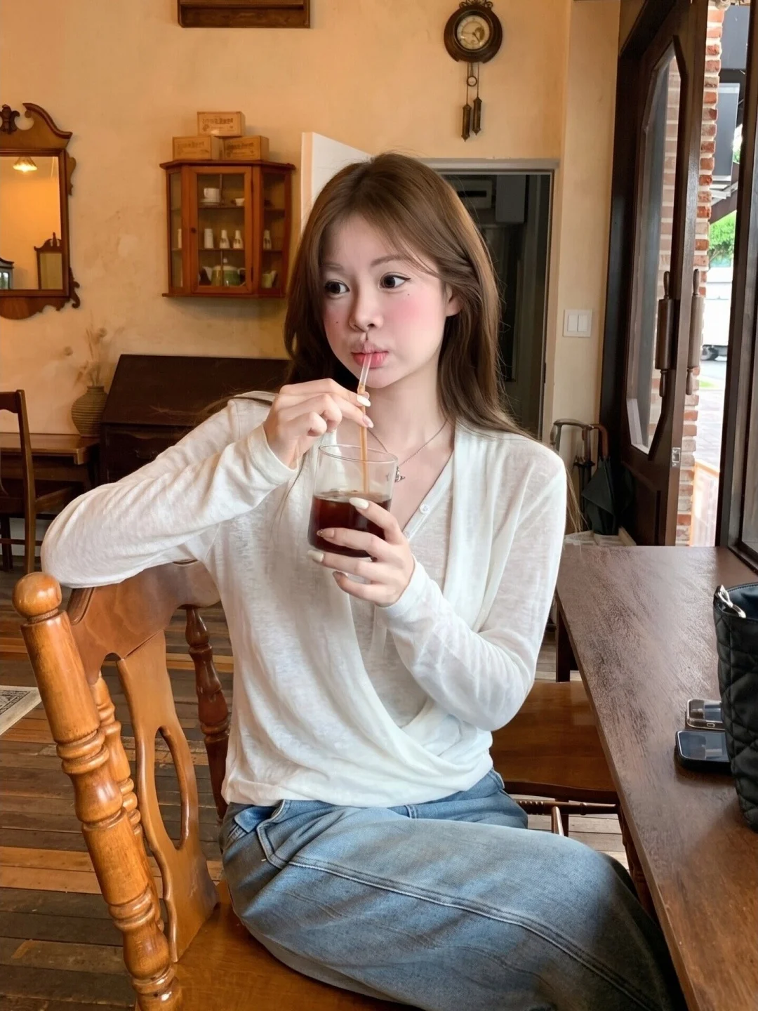 Korean Style Long Sleeve V-Neck T-Shirt Women's Early Autumn Elegant Jiangsu Shanghai Miss Match Upper Body Soft Comfortable