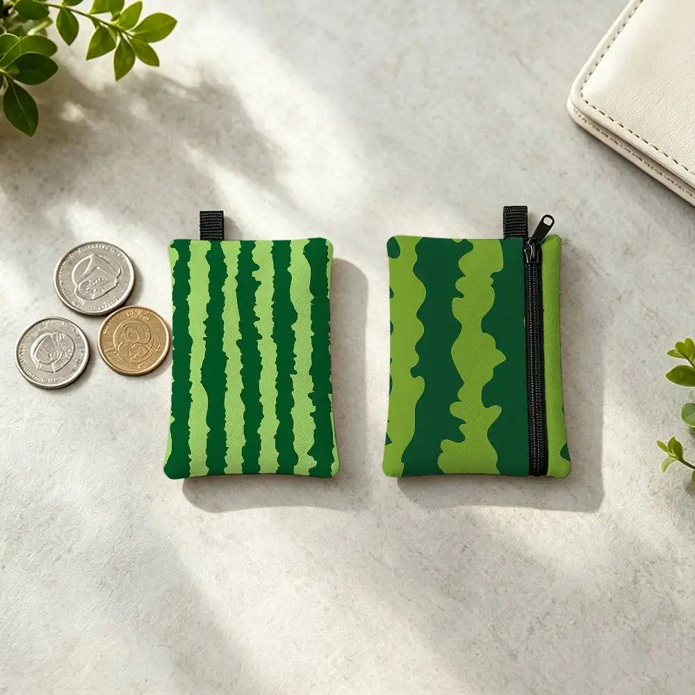 Funny Art Fashion Cartoon Watermelon Peel Zippered Coin Purse With Detachable Carabiner – Mini Coin And Key Pouch