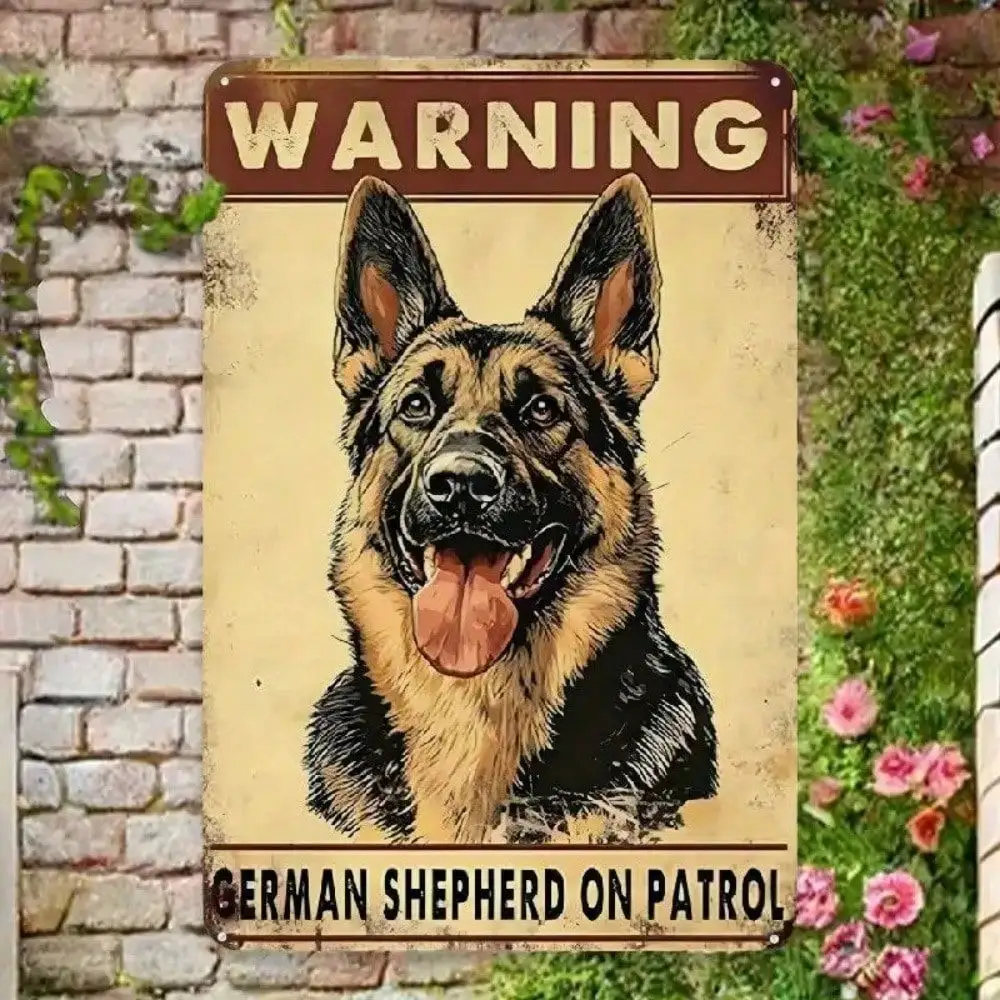 Lustiges Metallschild „Beware of German Shepherd“, 20,3 x 30,5 cm, Vintage-Retro-Wanddekoration für Zuhause, Garage, Männerhöhle