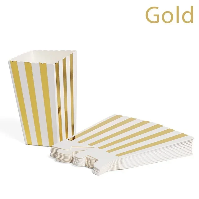 12pcs Rose Gold Stripe Popcorn Boxes for Parties