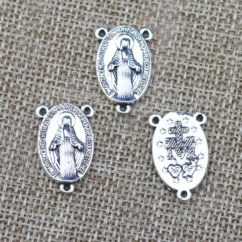 10 Pieces 23*24mm Mixed Alloy Antique Silver Color Jesus Charms Vintage Pendant Accessory For DIY Jewelry Making