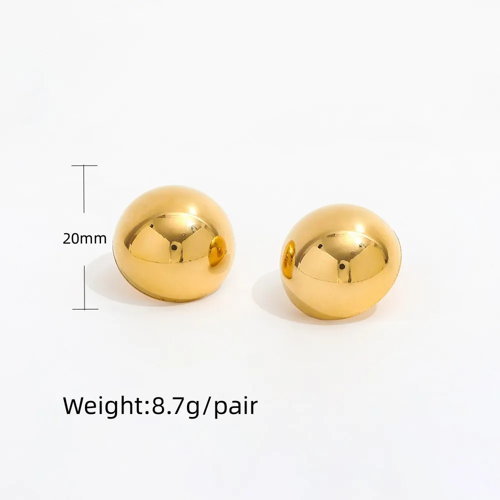 Joolim Jewelry High End PVD Wholesale No Fade Simple Smooth Hollow Hemisphere Stud Stainless Steel Earring for Women