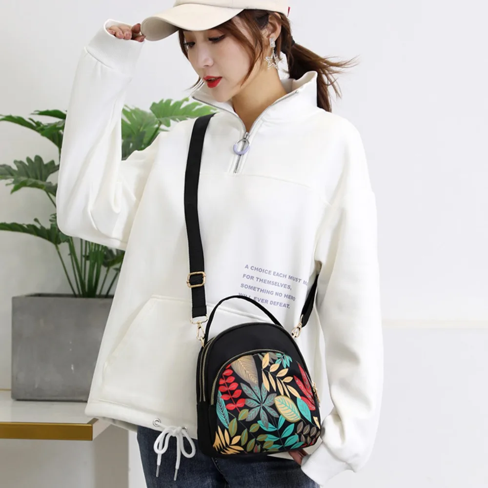 

Large Capacity Printing Backpack Trendy Small Round Bag Waterproof Rucksack Nylon Multilayer Crossbody Bag