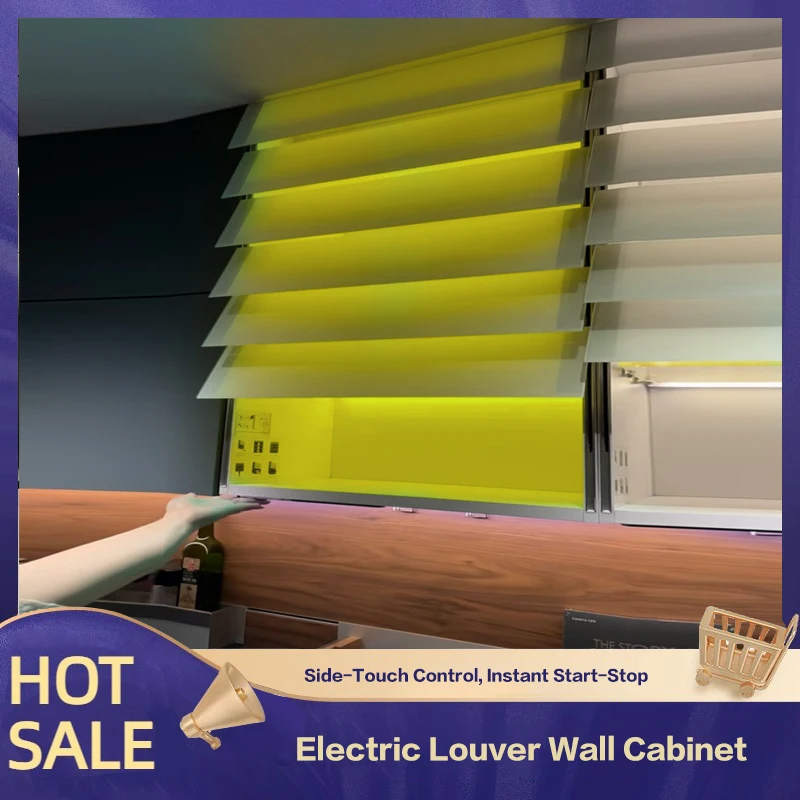 Side Touch Sensor Electric Wall Mounted Glass Shutter Cabinet With Automatic Lift And Adjustable Position Stop For Kitchen 276
