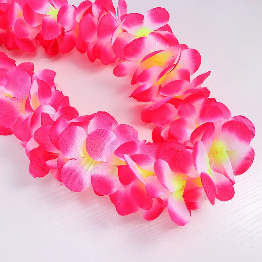 

5 шт., комплект гавайских гирлянд, розовая юбка с цветочным листом, браслет, повязка на голову, украшения для вечеринки в стиле Луау, летний праздничный костюм