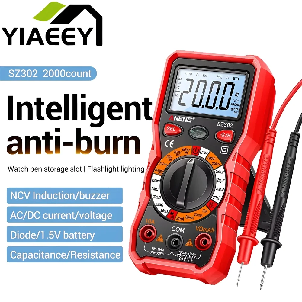 ANENG SZ302 Professional Digital Multimeter AC/DC Votage Tester NCV Detector Resistance Tester Ohm Ammeter Capacitance Test