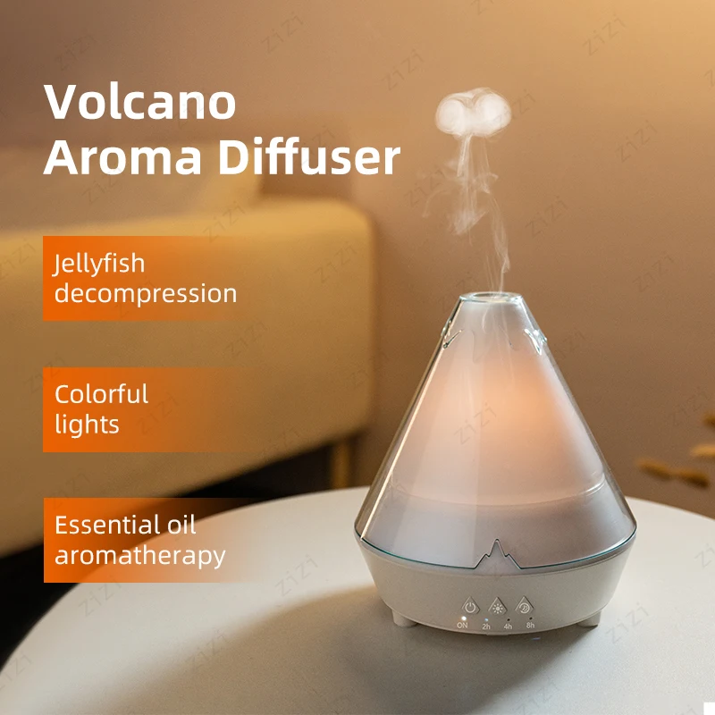 Volcanic Shaped Jellyfish Aromatherapy Machine Home Colorful Ambient Light Desktop Silent Humidification Aromatherapy Machine