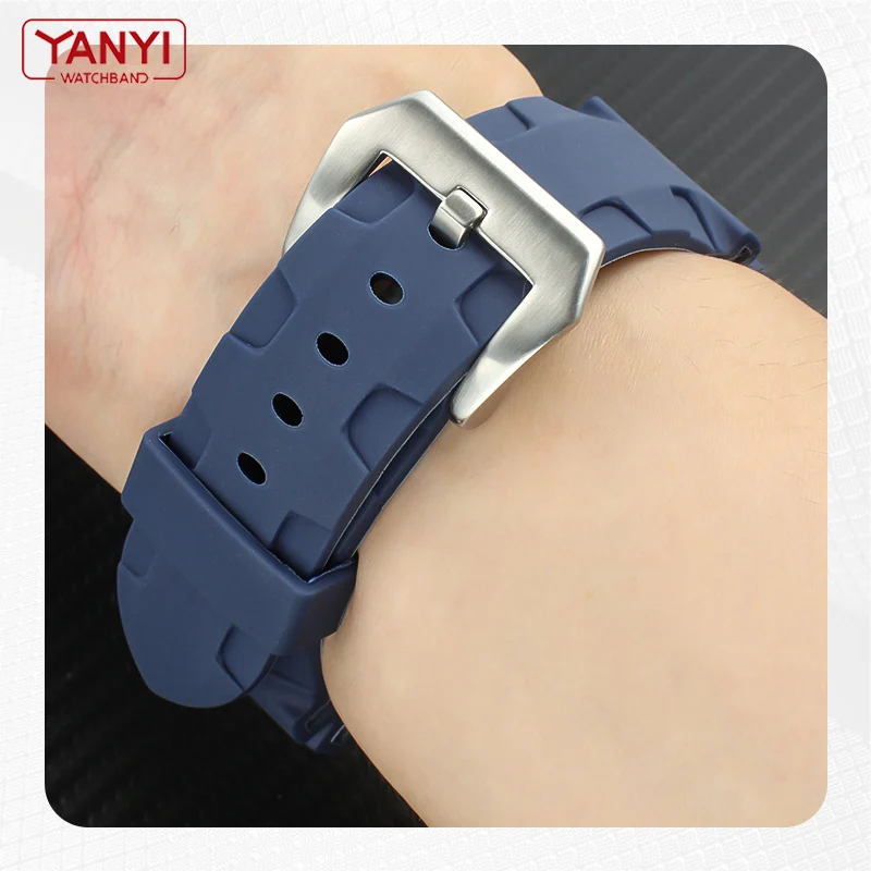 24 مللي متر سيليكون حزام لبانيراي المطاط شريط مقاوم للماء ل الغواصة PAM441/351/111 سوار لينة الرياضة معصمه