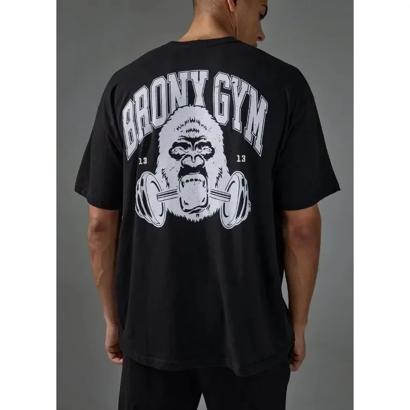 

2025 модная хлопковая повседневная футболка с круглым вырезом и принтом для спортзала, мужская и женская футболка с короткими рукавами и принтом, новые летние хит продаж, топы