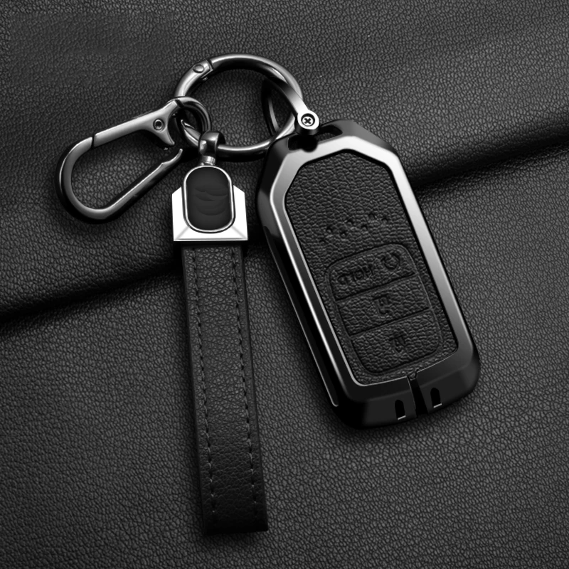 Zinc Alloy Leather Car Key Case Cover Shell Fob Holder for Honda Civic 10th City Accord 9th CRV Odyssey Vezel Auto Accessories