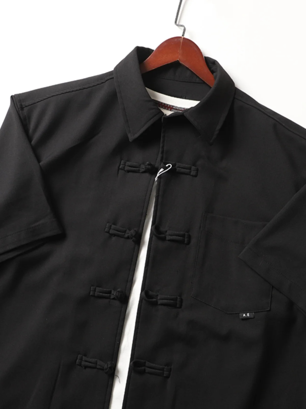 

Retro Japanese Sle Loose Fit ort Sve irt with Button Plaet Youthful Trendy f Sve Collared Menswear Summer