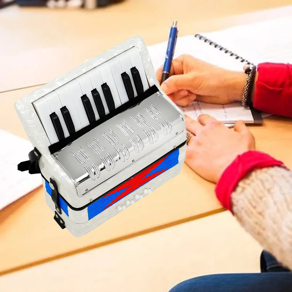 

White ABS Portable Accordion Educational Musical Instrument Music Talent Development Cognitive Coordination Beginner