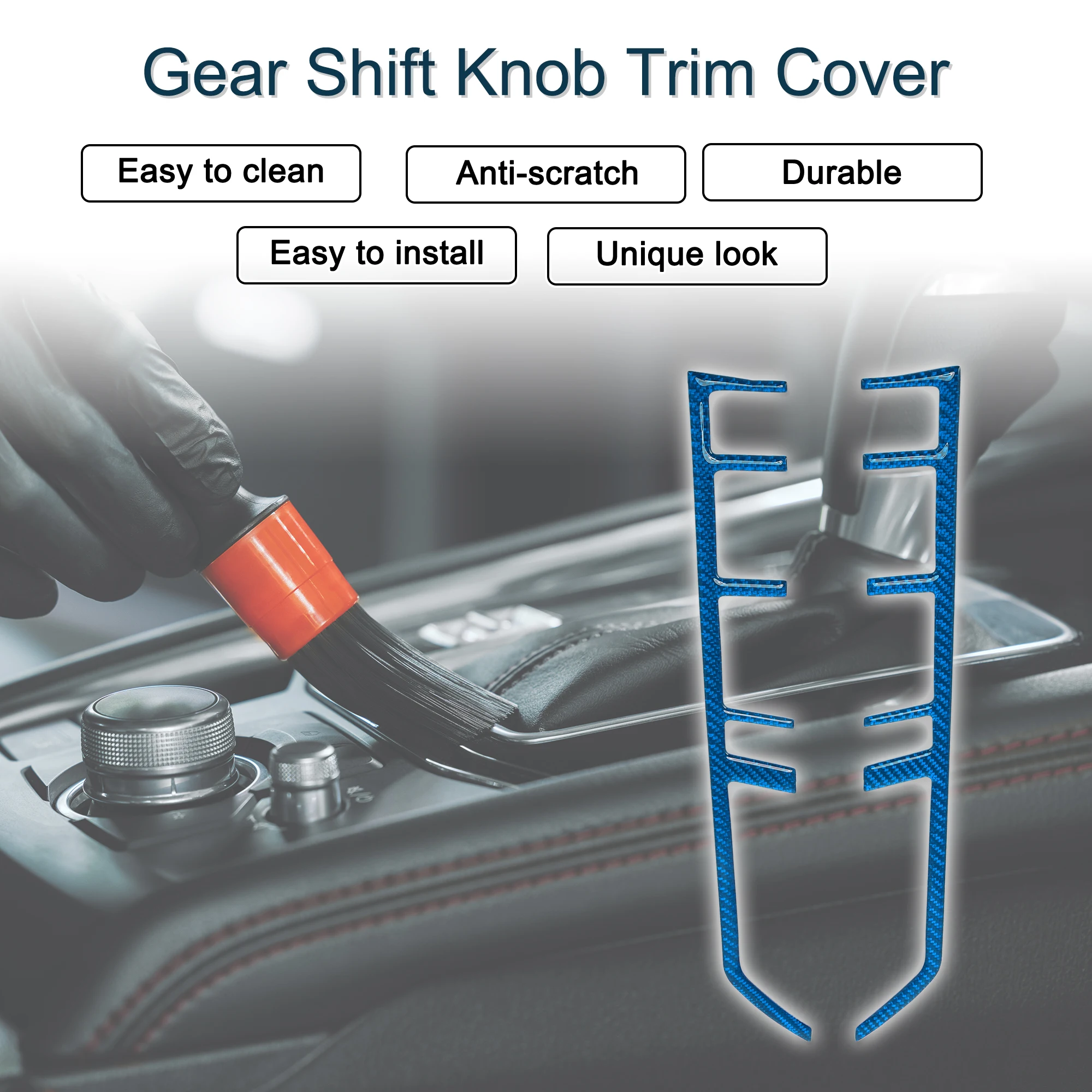 

UXCELL ABS Gear Shift Knob Button Cover for Porsche Panamera 10-16 Interior Accessories Carbon Fiber Light Blue 1 Set