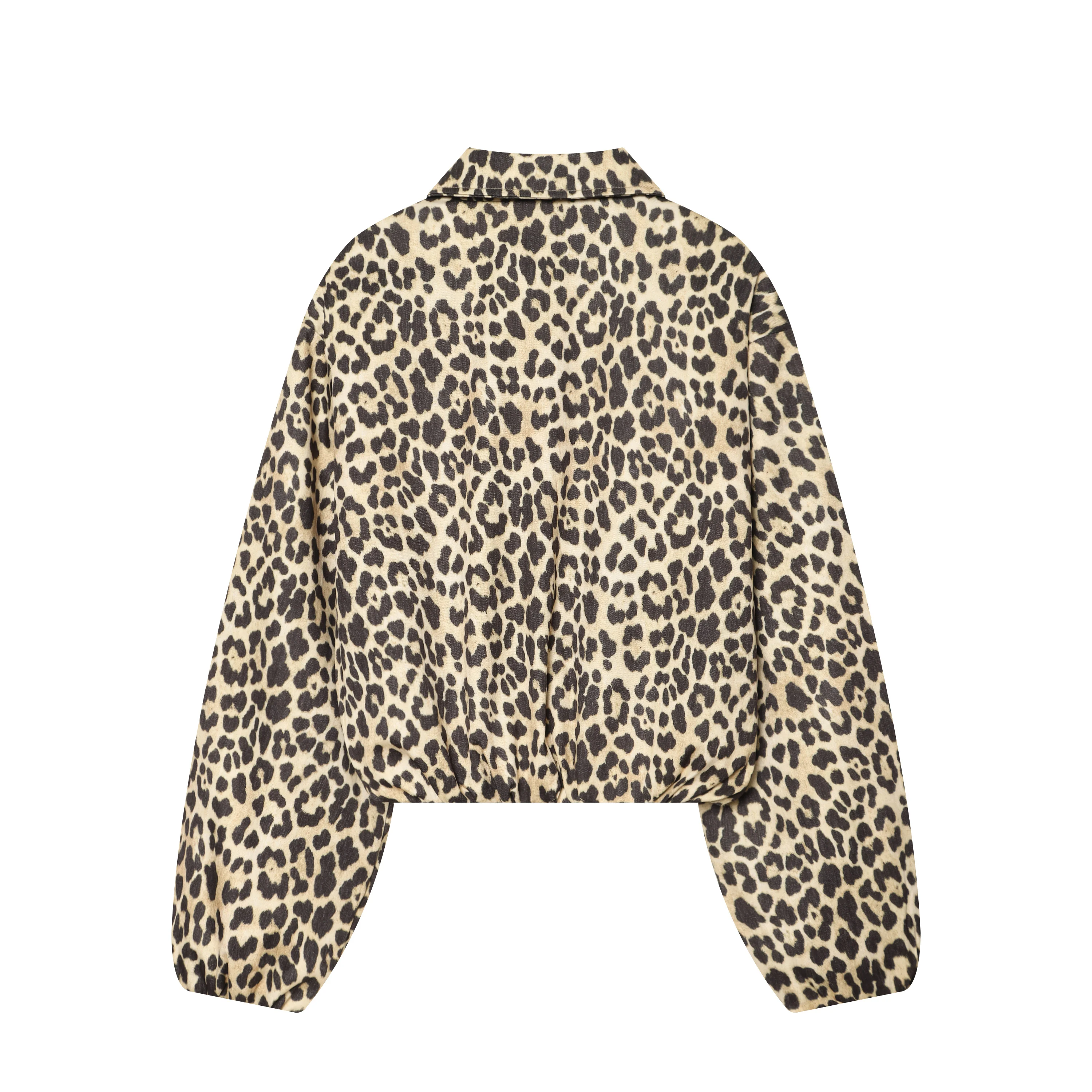 2026 Autumn Women's Vintage Retro Loose Oversized Zipper Short Jackets Lady High Street Leopard Print Cropped Coats Outerwear