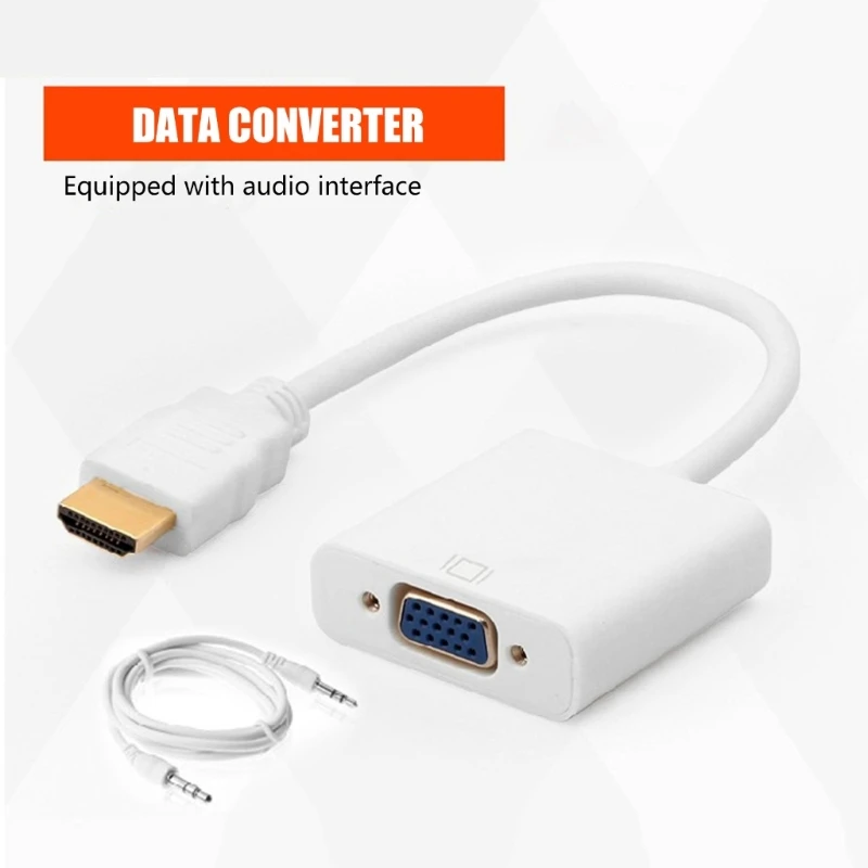 2025 New 15cm Portable HDTV to VGA Converter Cable Video Transmission Adapter Easy Connection for HDTV to VGA Devices