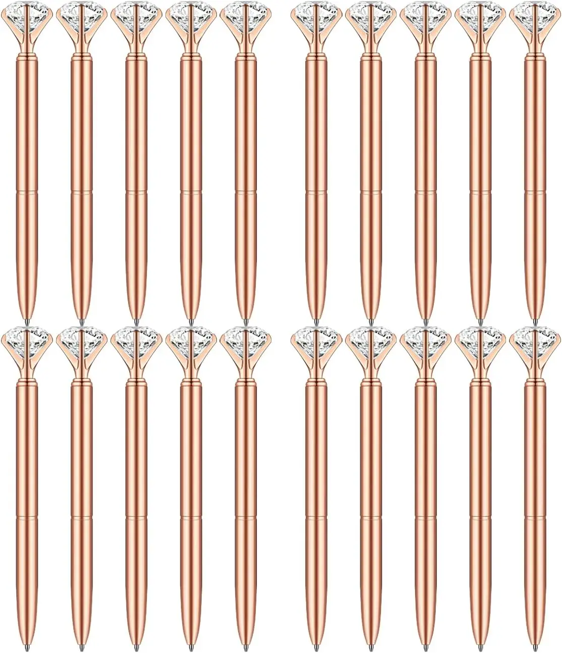 

10pcs Rose Golden Ballpoint Pen Set - Stylish Metal Pens with Crystal Accents - Perfect for Students Office Gifts Weddings