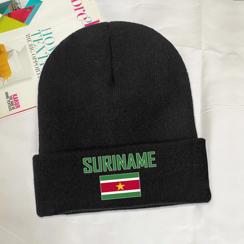 Suriname Country Flag Top Print Men Women Unisex Knitted Hat Winter Autumn Beanie Cap Warm Bonnet