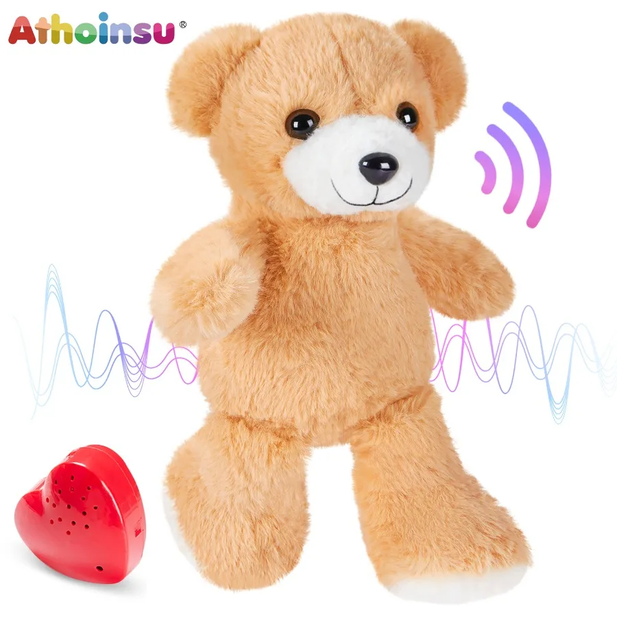 Bstaofy Cute Bear Plush Toy with Recording Function Cotton Stuffed Animal Children's Educational Toy to Express Love Love Bear