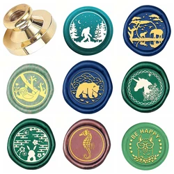 Animals Collection Wax Seal Stamp Retro Sealing Wax Stamp Sloth, Seahorses, Gorillas, Elephants, Unicorns Pattern 25mm Removable
