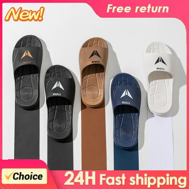 New Men's Slippers Fashion Soft Sole Non-slip PVC Flip Flops Casual Outdoor thick sole Slippers Beach Bathroom Couple Slippers