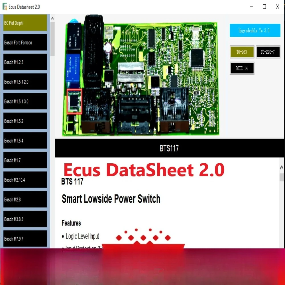 

Программное обеспечение Ecus DataSheet 2.0: Схемы печатных плат и электронные компоненты автомобильных ЭБУ, а также дополнительная информация. EcusDataSheet 2.0