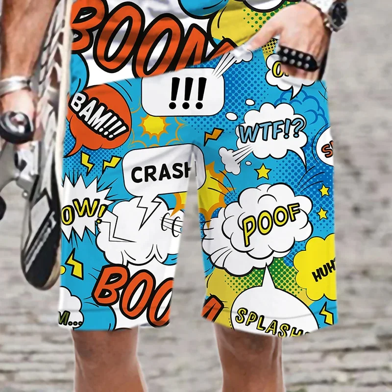 Pantalones cortos de playa con estampado 3D para hombre, Shorts de tablero gráfico, estilo Bang, Harajuku, Y2k, Verano