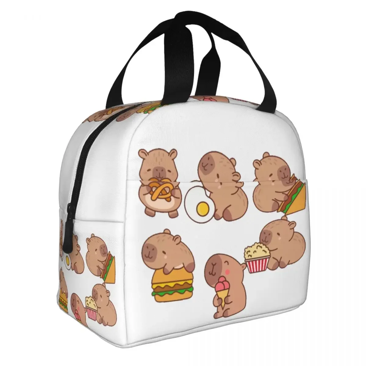 Custom Capybara Resuable Lunch Box Women Waterproof Cooler Thermal Food Insulated Lunch Bag School Children Student