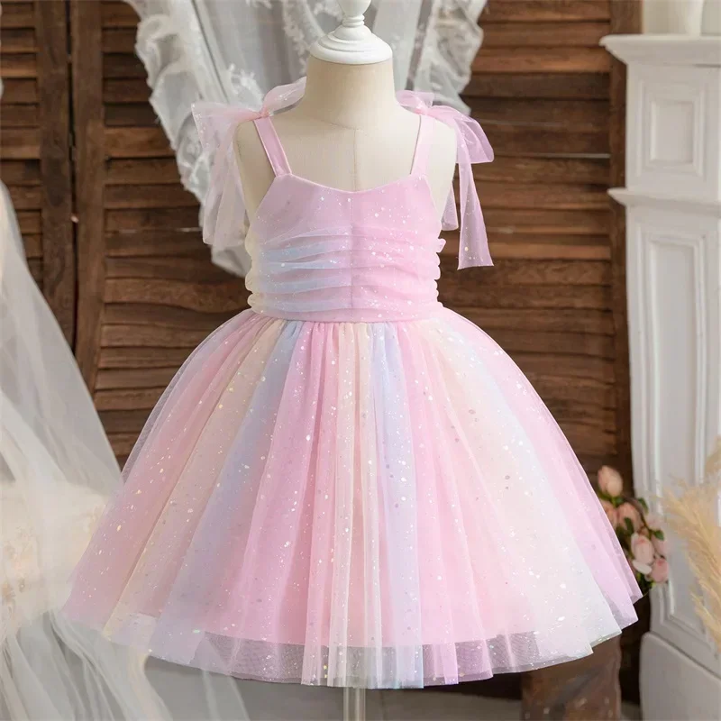 Baby Girl Flower Dress Suspender Sleeveless Fairy Tulle Princess Dress 12M-24M Summer Dress for Girls Birthday Girls Party Dress