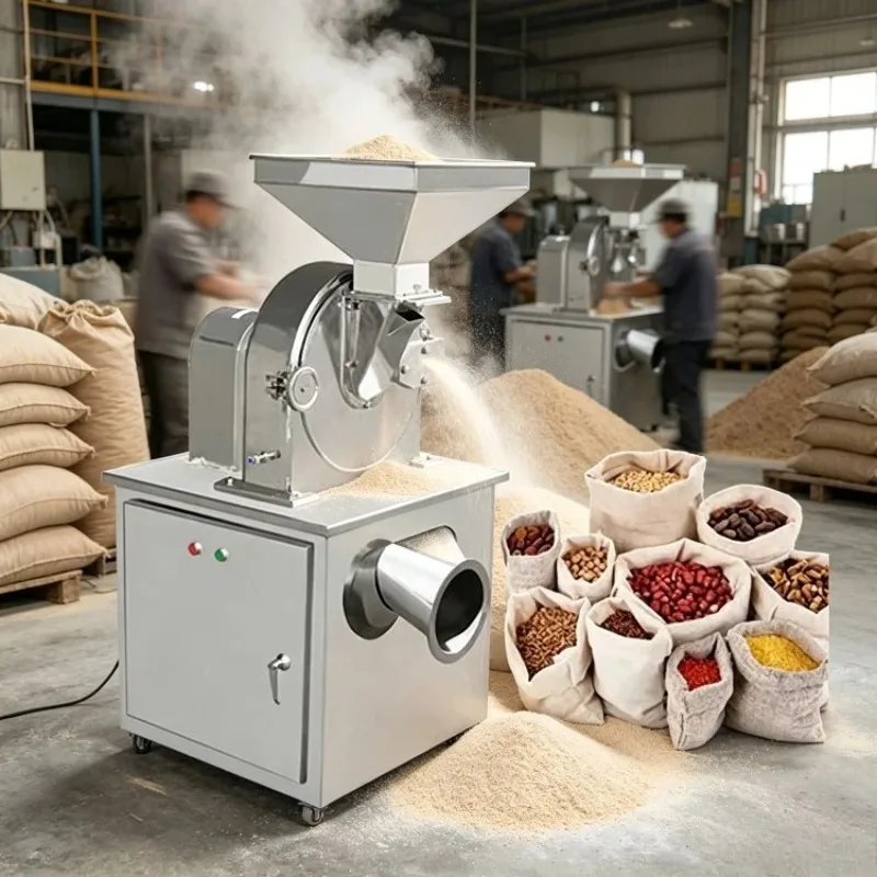 Industrial SUS304 Big 12-120 Mesh Dry Flour Cereal Wheat Beans Cassava Leaf Icing Sugar Maize Corn Rice Grain Grinder Machine
