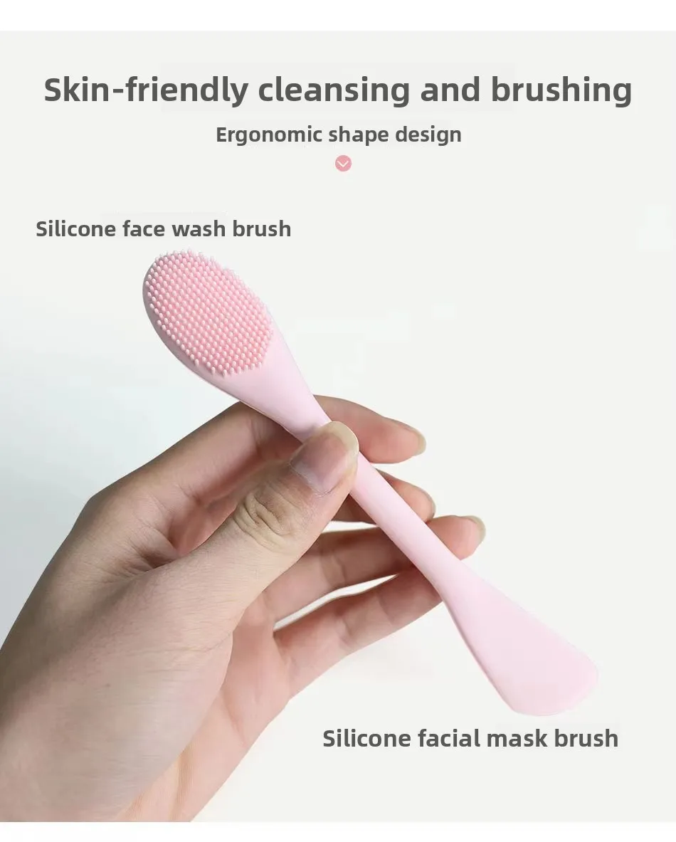 1PC Tweekoppige Siliconen Gezicht Reiniging Scrubber Borstel Gezichtsmasker Borstels Applicator voor Vrouwen Gezicht Make-Up Borstel Huidverzorging