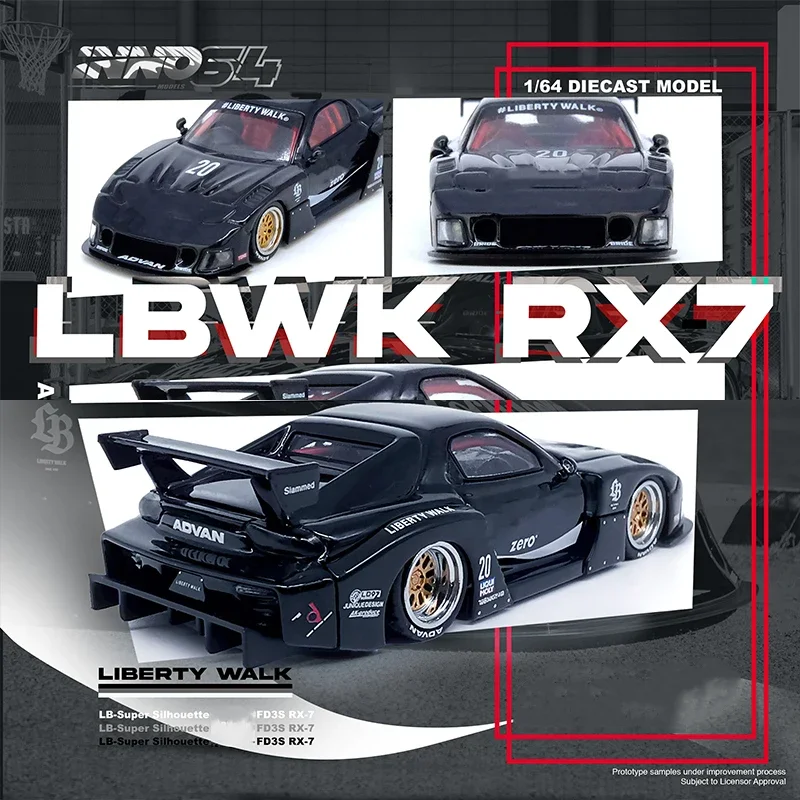 

INNO 1:64 LBWK RX7 FD3S Super Silhouette Black Zero Diecast Diorama Car Model Collection Miniature Toys