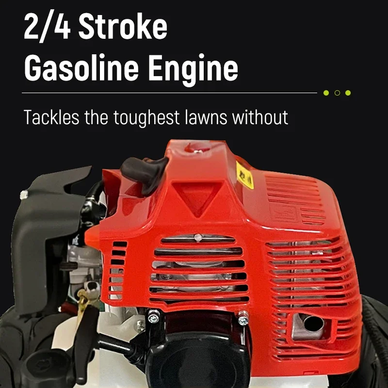 Kosiarka spalinowa 4-suwowa, ręczna, wielofunkcyjna, z funkcją wykaszarki do pielenia gleby i robienia rowków - wydajne narzędzie do pielęgnacji trawnika.