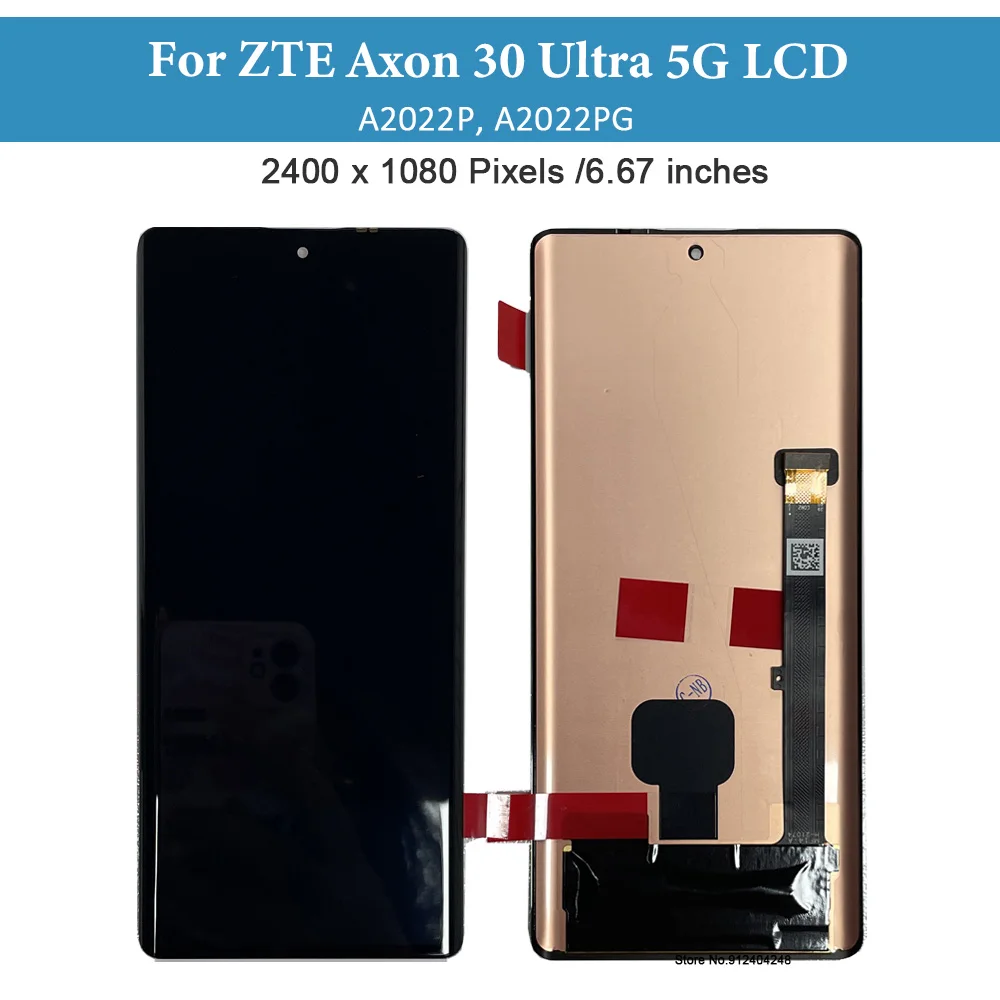 6.67\'\' ORIGINAL AMOLED For ZTE Axon 30 Ultra 5G lcd Display Touch Screen For A2022P, A2022PG LCD Digitizer Assembly Repair