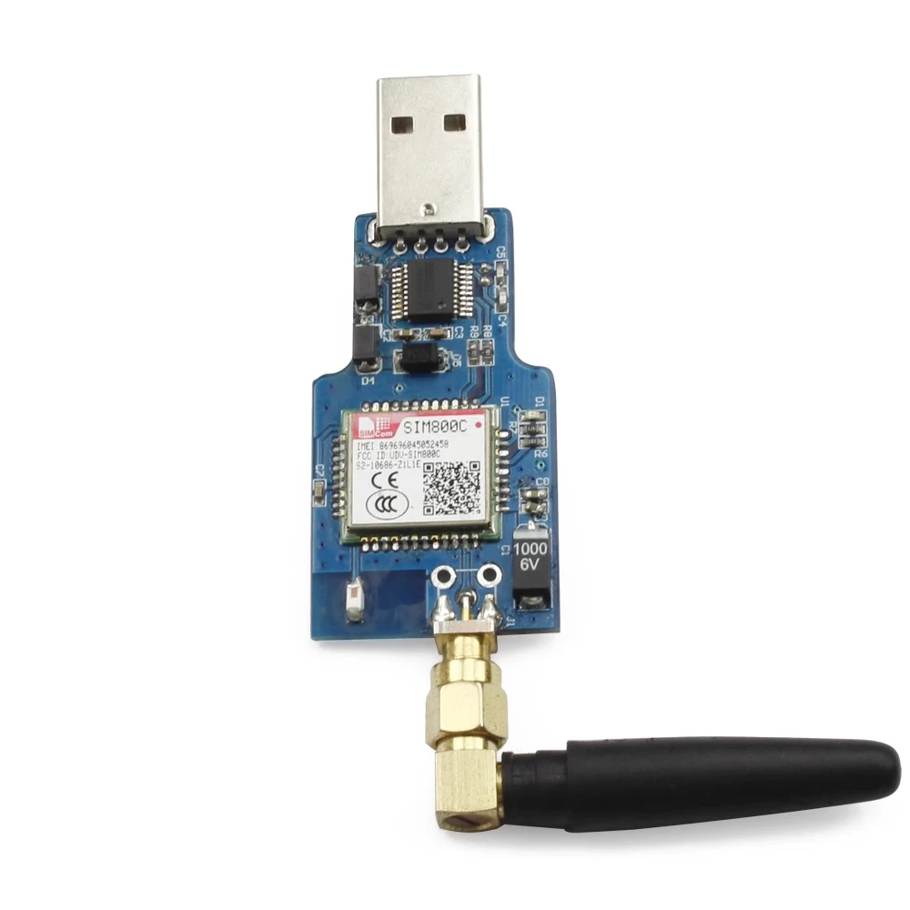 USB إلى GSM المنفذ التسلسلي GPRS SIM800C وحدة CH340T رقاقة للرسائل القصيرة المتوافقة مع بلوتوث اللاسلكية مع هوائي