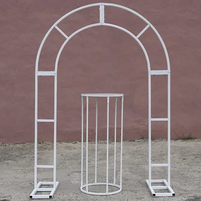 Juego de soporte para pastel de arco de boda blanco, soporte de flores de Metal, decoración de fondo de puerta arqueada para boda, arco redondo, decoración de fiesta en casa, accesorio