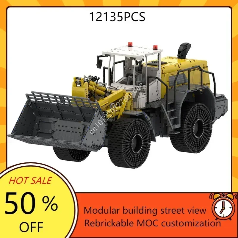 L586 Bulldozer pneumático Blocos de Construção Enorme Carregadeira, Empilhadeira, Kits de Modelo de Veículo de Engenharia, Brinquedo de Alta Tecnologia, Novo