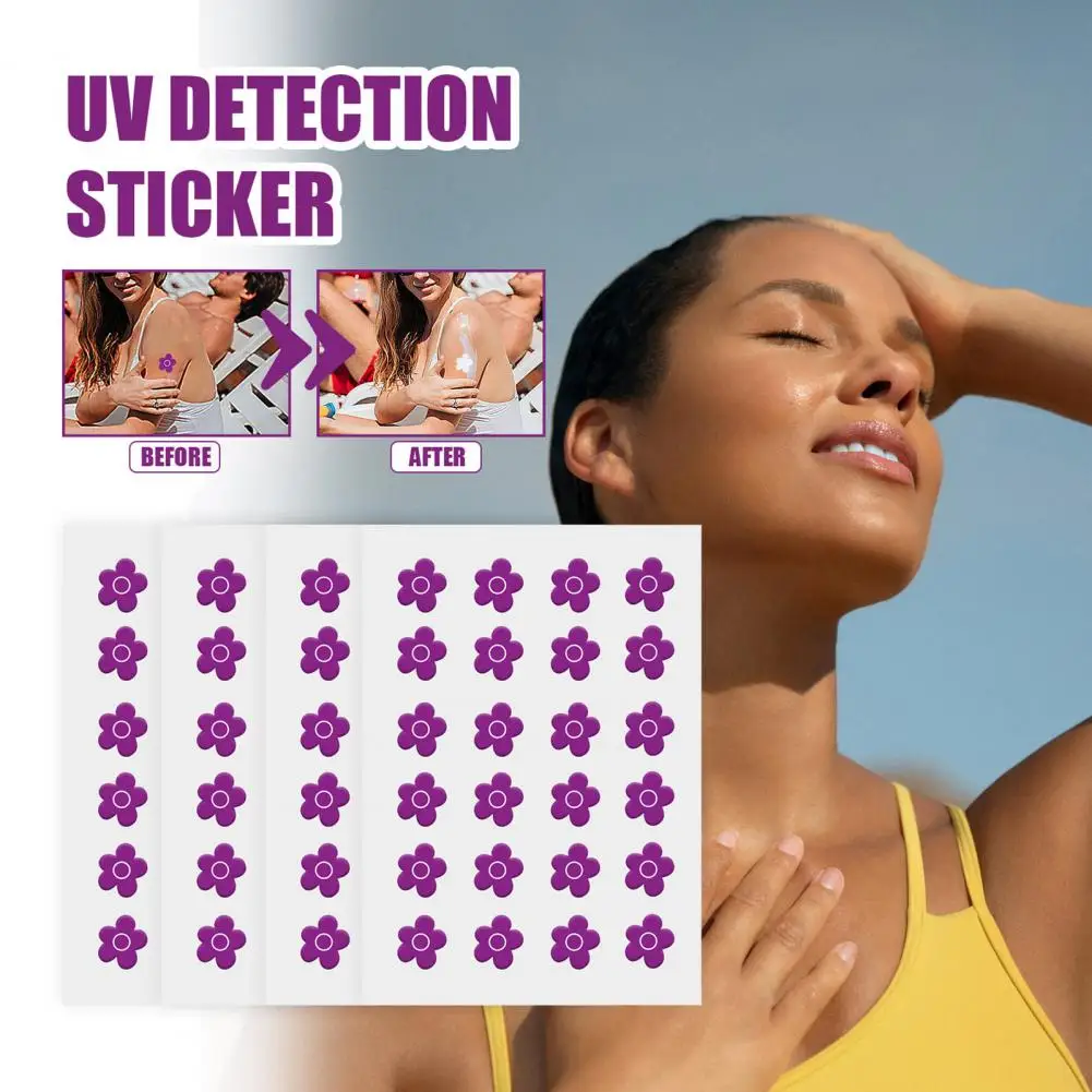 24Pcs Flower Shape Sunblock Patches Color Changing UV Detection Sticker UV Stickers Outdoor UV Exposure Tracker