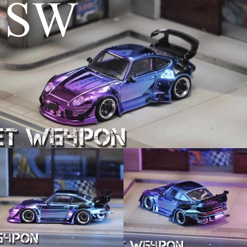 

SW 1:64 alloy, RWB 993, pink, green series, car model, adult collectible, decorative item, boy's toy