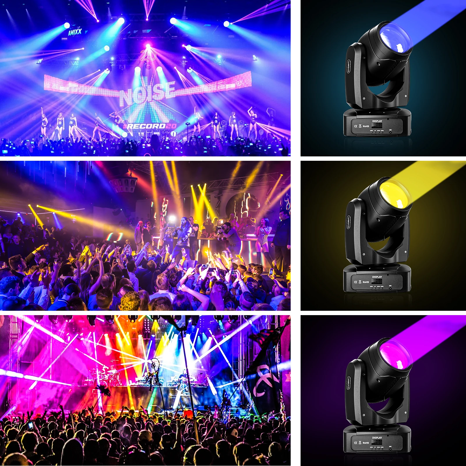 Yiflamefly 150W Beam Moving Head Lights With 7patterns 7colors 18 prism Stage Lights DMX512 DJ Light For Short Floor Bars Party