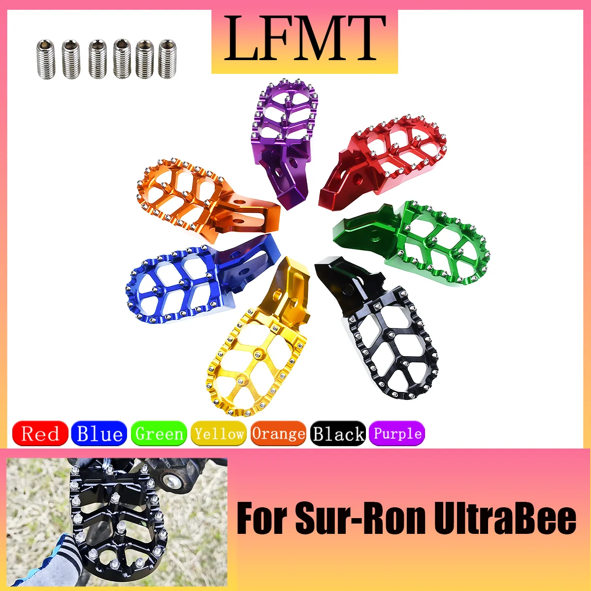 

Electric Motorcycle CNC Foot Pegs Rests Pedals Footpegs Bracket For Sur-Ron Surron Light Bee S & Light Bee X Universal Parts