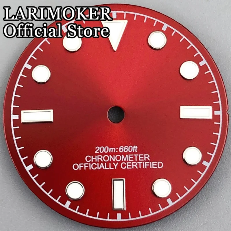 LARIMOKER 29mm Sterile Red Sunburst Watch Dial Luminous With Snowflake Hand Set Fit NH34NH35 Mingzhu Miyota PT5000 ETA Movement