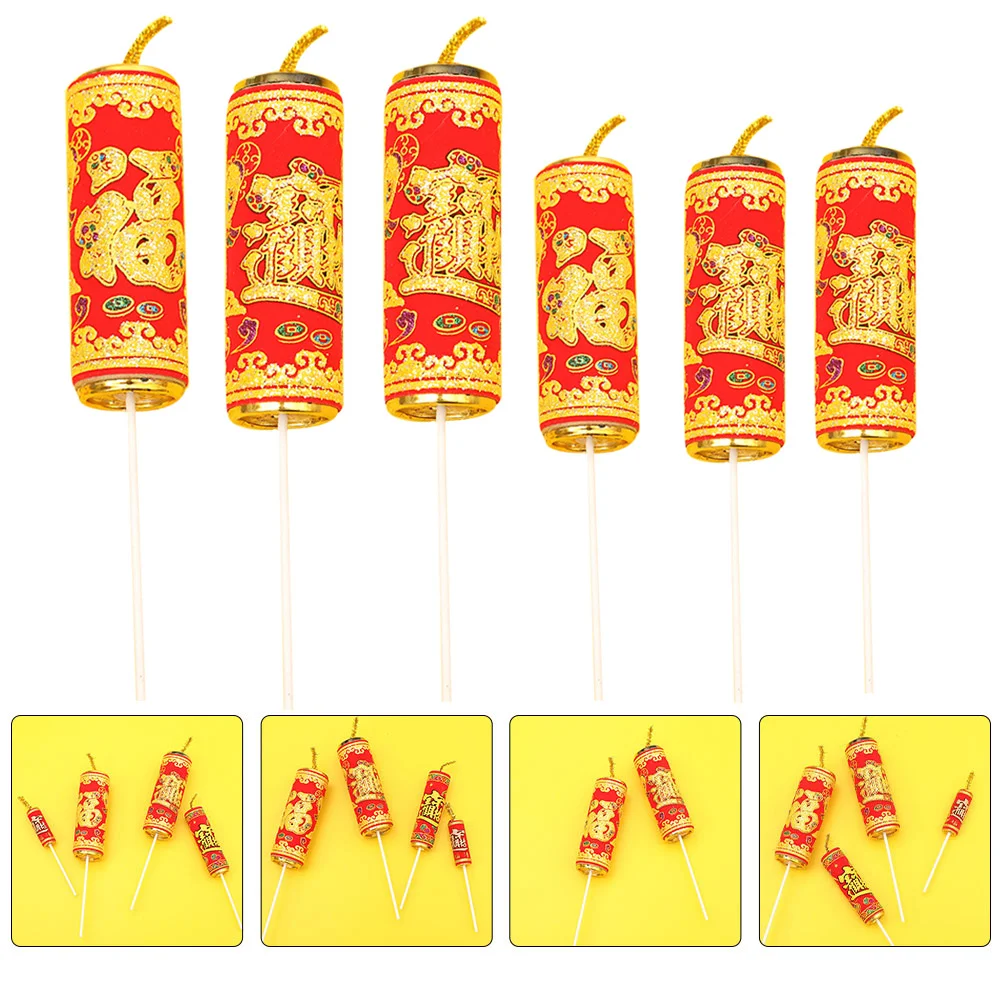 

6 Pcs Cake Insert Spring Festival Topper Decor Gifts for Stocking Stuffers Themed Inserts Cards Toothpick