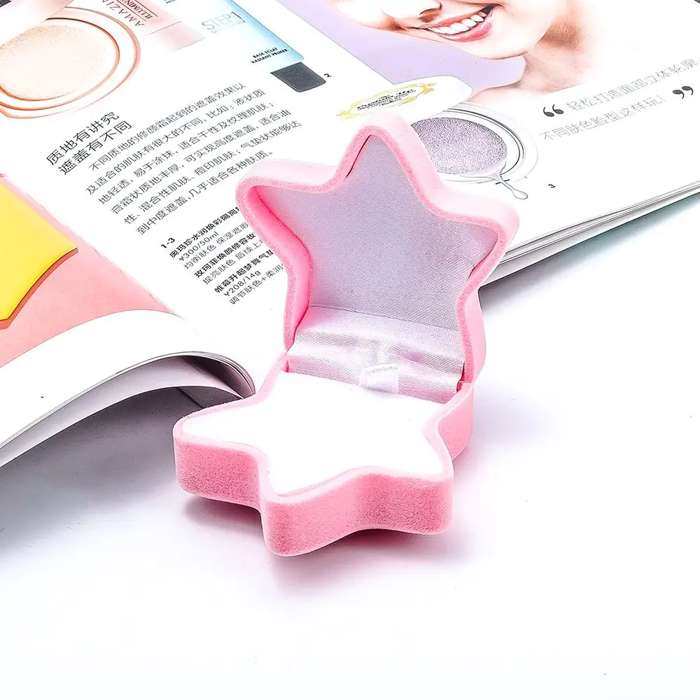 ブルーピンクカラードットパターンペンダントネックレスベルベットヒトデ形ジュエリー包装ジュエリーボックスディスプレイリング