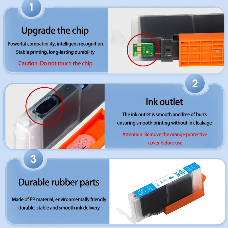 PGI-180XXL CLI-181XXL 180 Black Ink Cartridge Compatible For Canon PIXMA TS6110 TS6210 TS701 Printer cyan M YL Ink Cartridge view 3