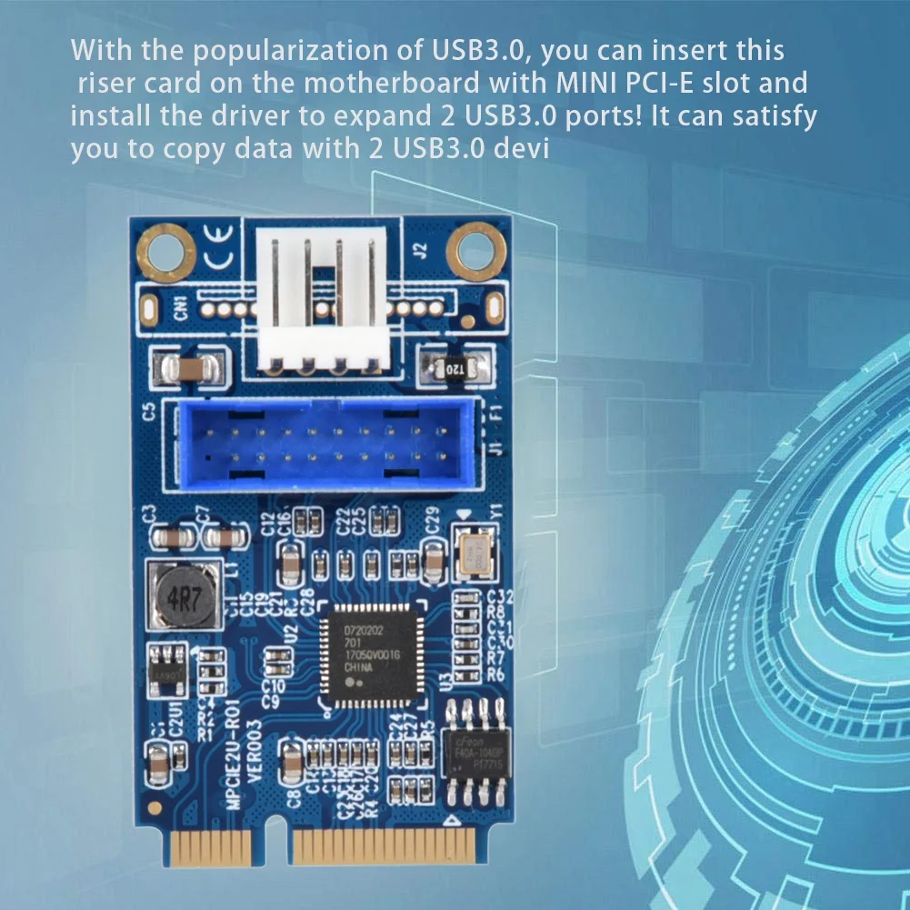 MINI PCI-e to USB3.0 Front 19-Pin Expansion Card 2 Port Desktop Computer Transfer Expansion Card Small 4Pin Power