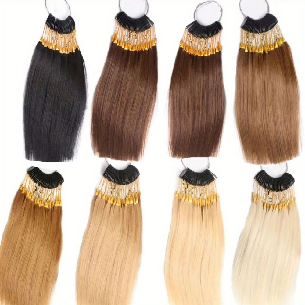 

30pcs 100% human Hair Color Rings for Human Hair Extensions and Salon Hair Dyeing Practice hair test For beauty hairdressing